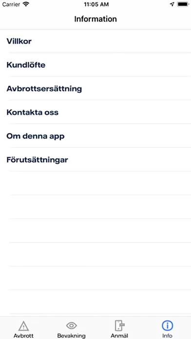 Screenshot di Avbrottsinfo